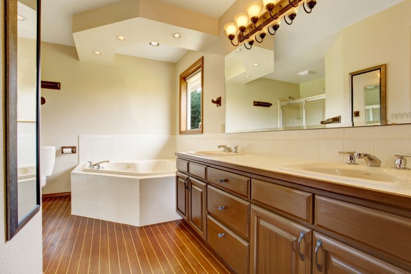 Contemporary bathroom with statement lighting